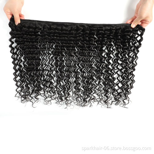 9a 100g SPARK Brazilian Remy Human Hair Bundle for Women Raw Virgin Hair Extension Natural Black Deep Wave Wave Wet and Wavy